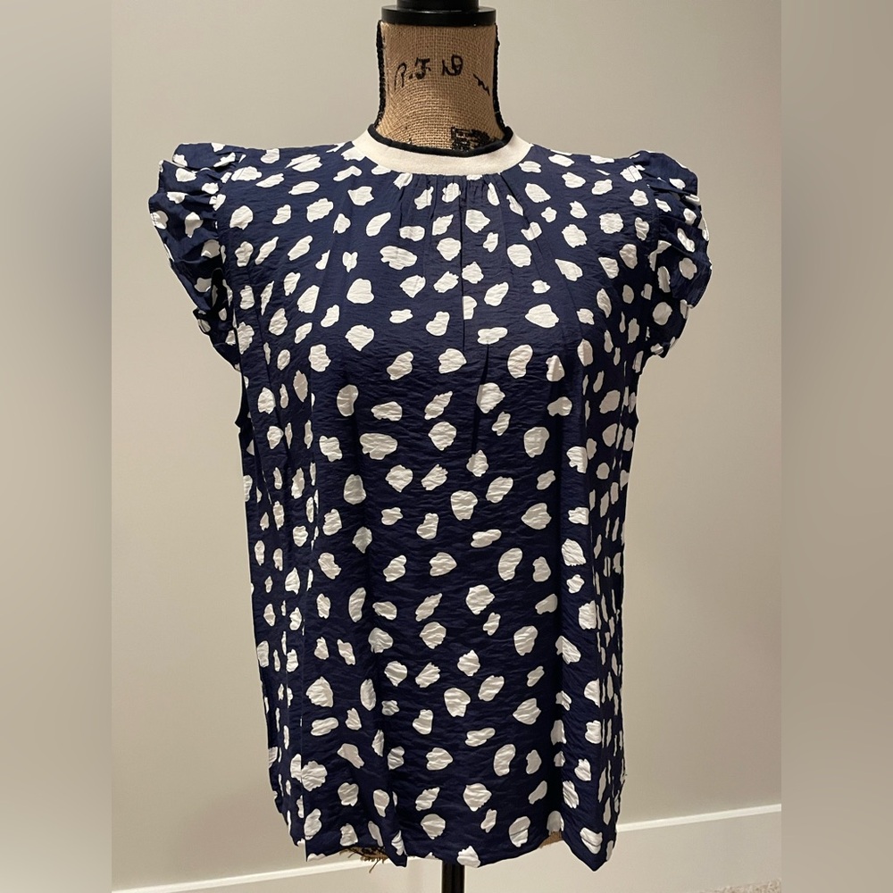 Navy Spotted Blouse by THML